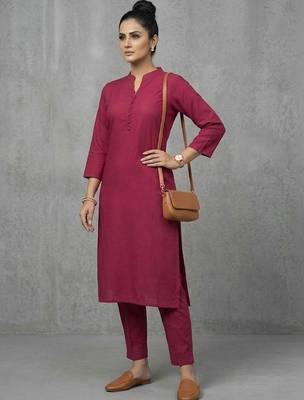 office women mandarin collar regular kurta with trousers 5