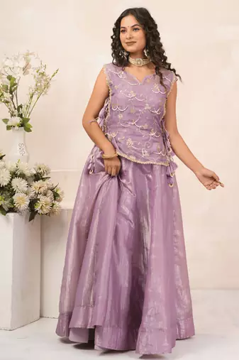 Lavender mist crush lehenga