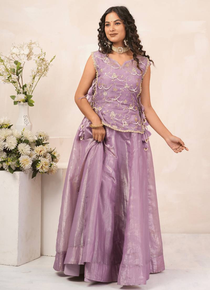 Lavender mist crush lehenga