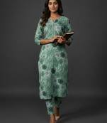 classic women floral printed regular kurta with trousers