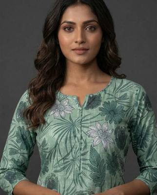 classic women floral printed regular kurta with trousers 2