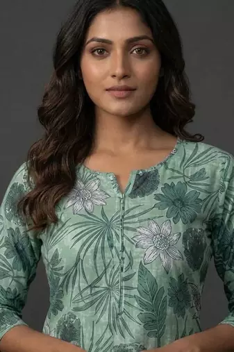 classic women floral printed regular kurta with trousers