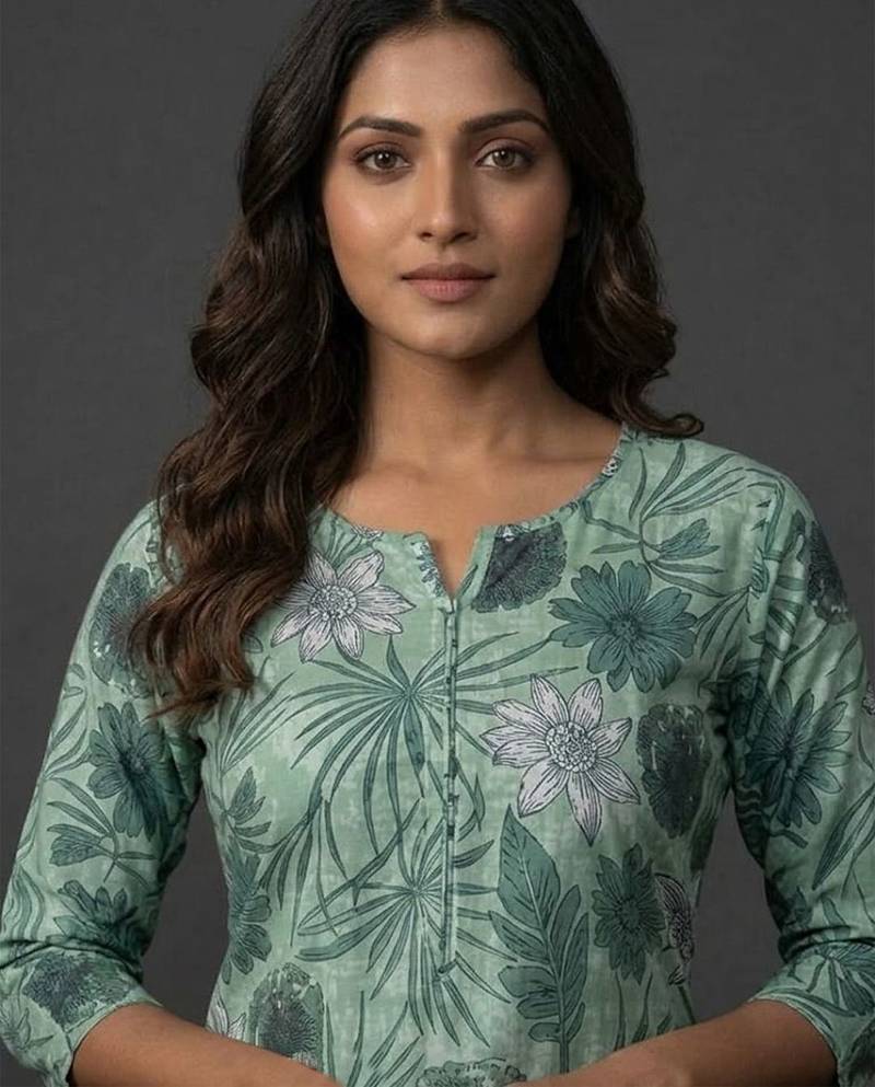classic women floral printed regular kurta with trousers