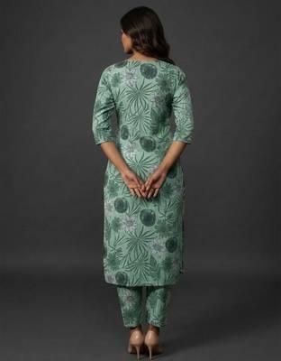 classic women floral printed regular kurta with trousers 4