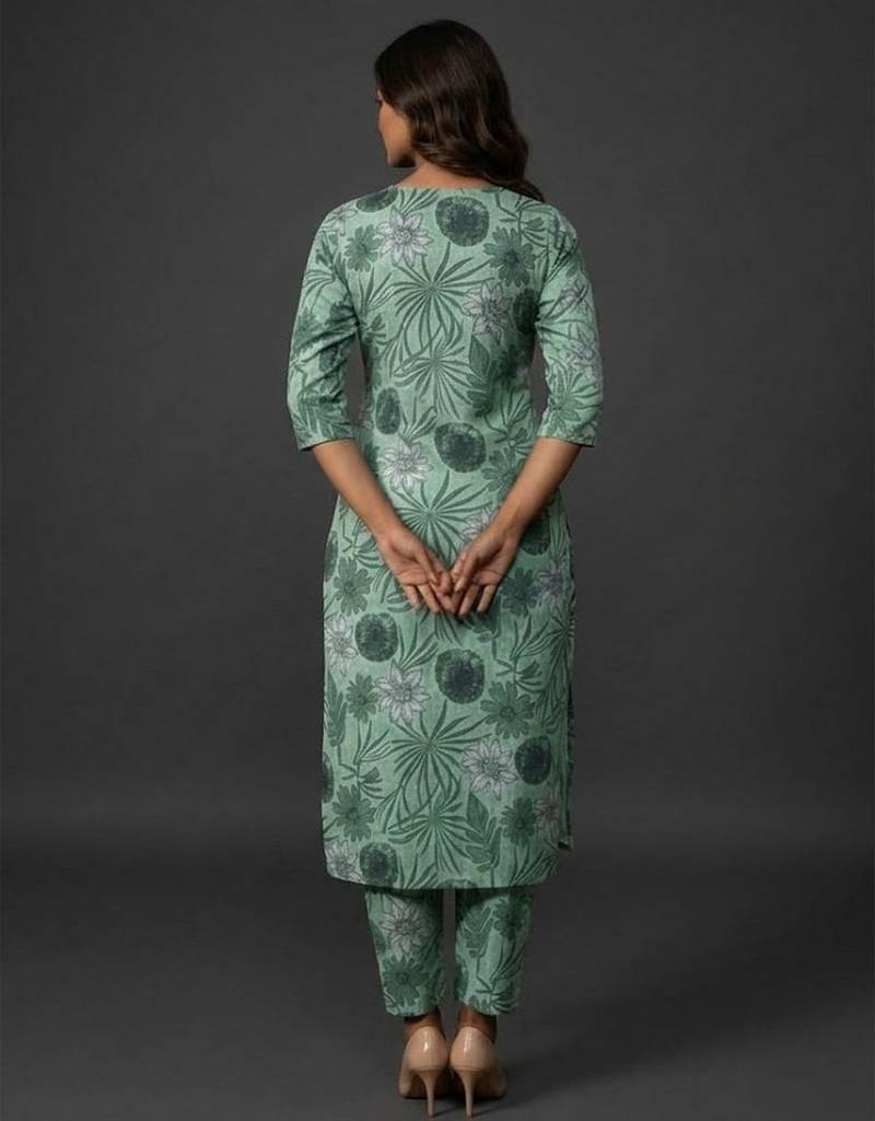 classic women floral printed regular kurta with trousers