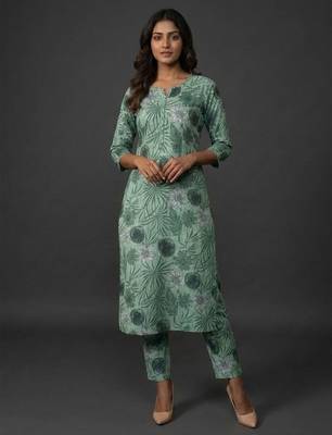 classic women floral printed regular kurta with trousers 5