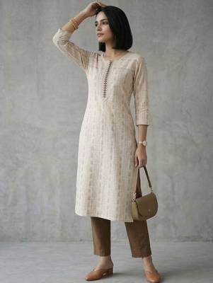 office women printed regular thread work kurta with palazzos 5