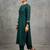 classic women embroidered regular thread work kurta with trousers