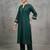classic women embroidered regular thread work kurta with trousers
