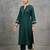 classic women embroidered regular thread work kurta with trousers