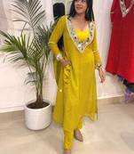 Neon yellow-green lehariya co-ord set