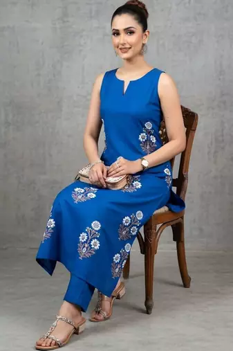 everyday women floral printed regular kurta with trousers