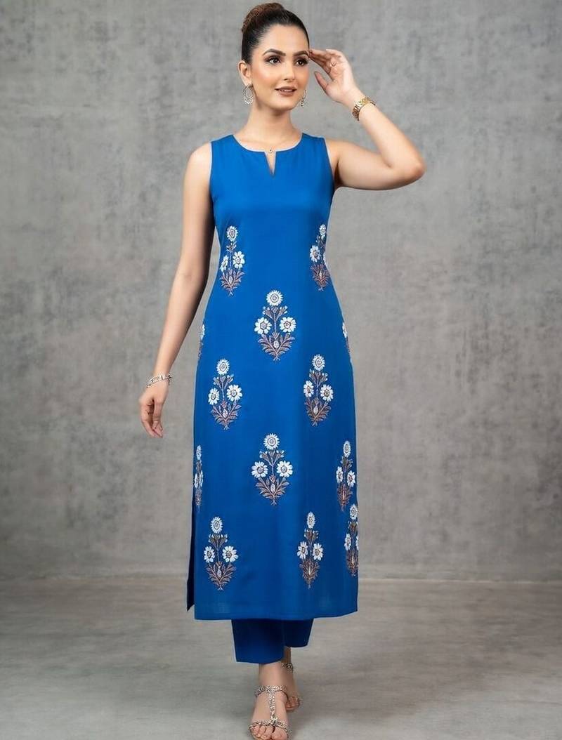 everyday women floral printed regular kurta with trousers