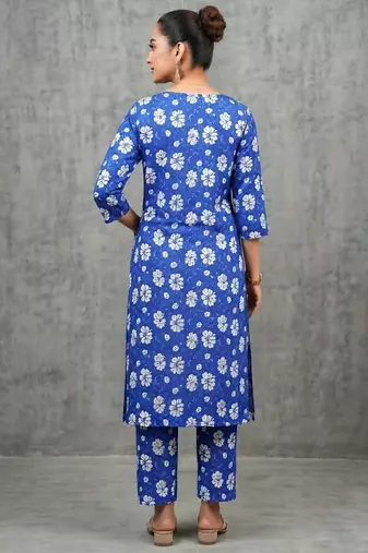 workwear women floral printed regular kurta with trousers