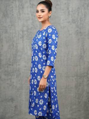 workwear women floral printed regular kurta with trousers 7