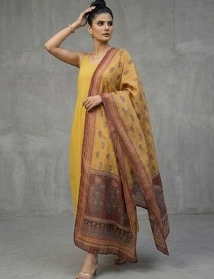 office women regular kurta with trousers & with dupatta 1