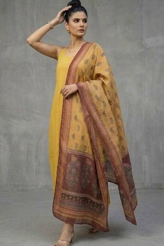 office women regular kurta with trousers & with dupatta