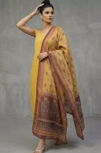 office women regular kurta with trousers & with dupatta