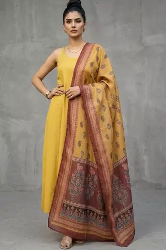 office women regular kurta with trousers & with dupatta