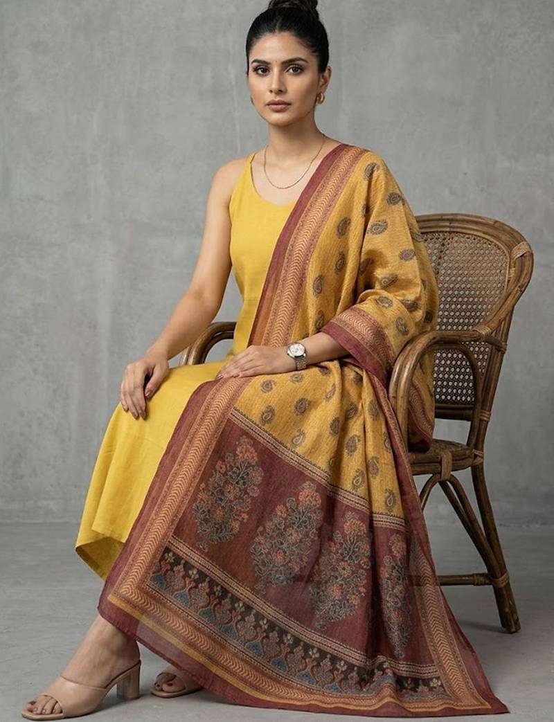 office women regular kurta with trousers & with dupatta