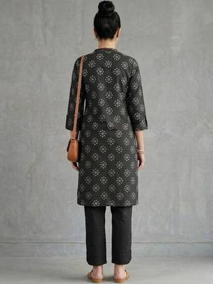 office women floral printed regular kurta with trousers 2