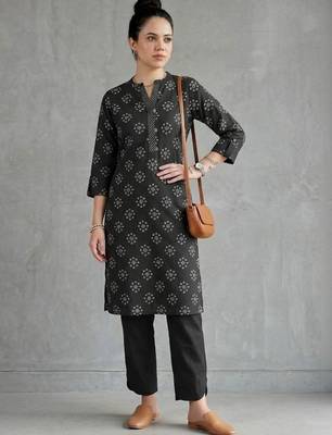 office women floral printed regular kurta with trousers 6