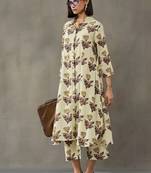 contemporary women floral printed regular cotton kurta with trousers