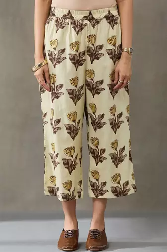 contemporary women floral printed regular cotton kurta with trousers