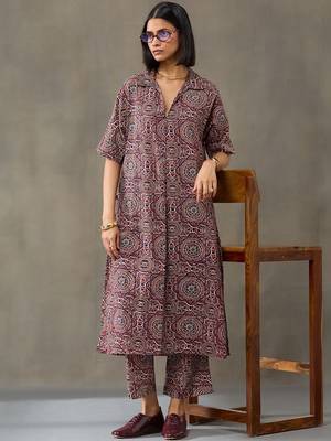 everyday women floral printed regular cotton kurta with trousers 3