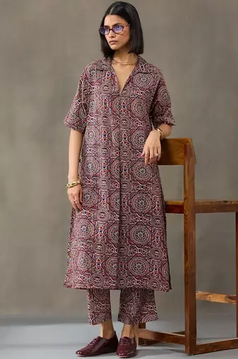 everyday women floral printed regular cotton kurta with trousers