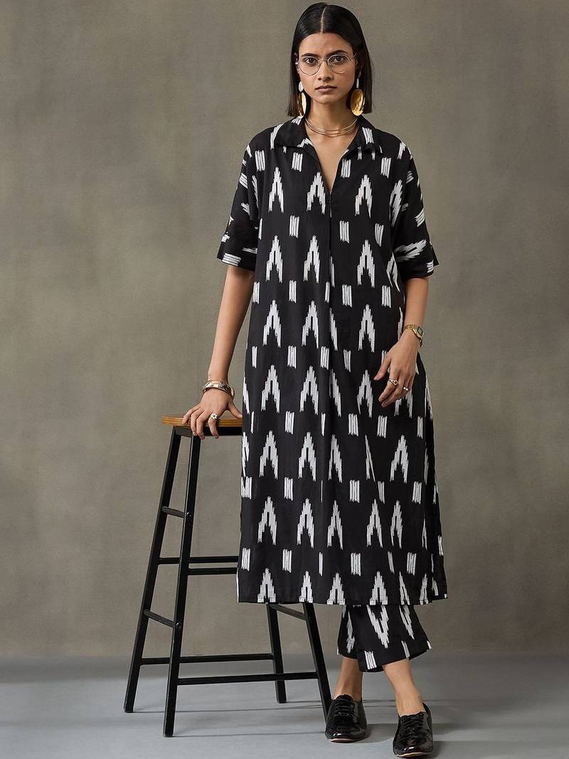 everyday women floral printed regular cotton kurta with trousers