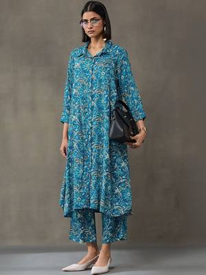formal women floral printed regular kurta with trousers 1