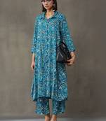 formal women floral printed regular kurta with trousers