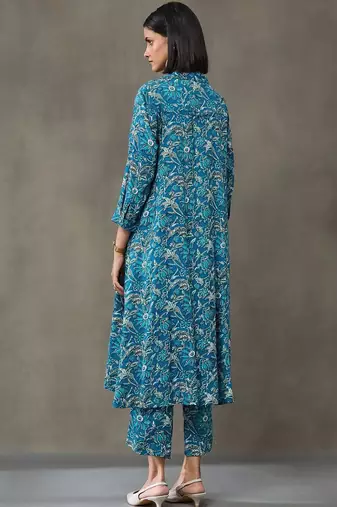 formal women floral printed regular kurta with trousers
