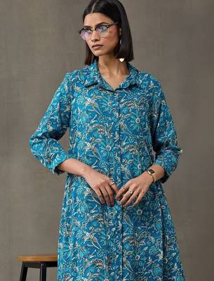 formal women floral printed regular kurta with trousers 7