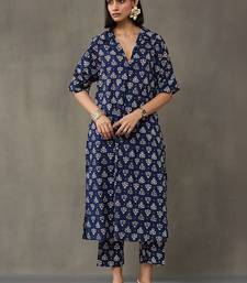 workwear women floral printed regular cotton kurta with trousers