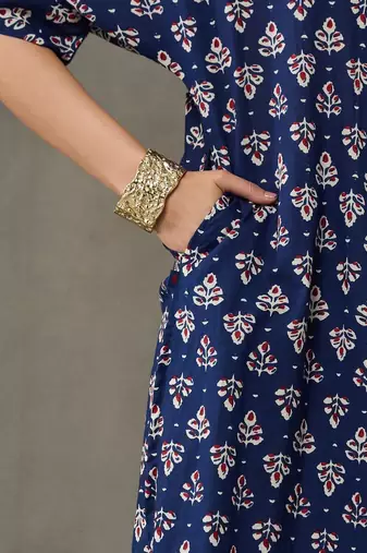 workwear women floral printed regular cotton kurta with trousers