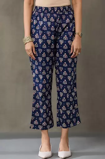 workwear women floral printed regular cotton kurta with trousers