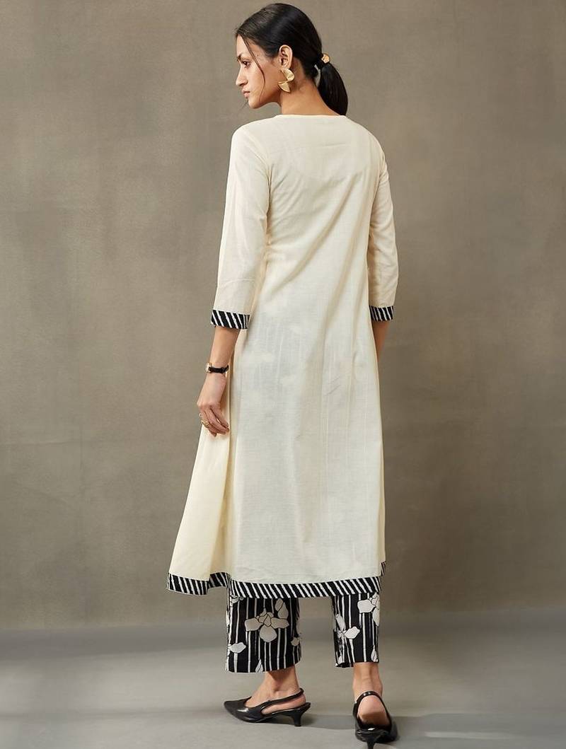 structured women dyed angrakha cotton kurta with palazzos