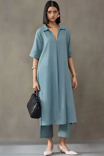 formal women embroidered regular thread work kurta with trousers