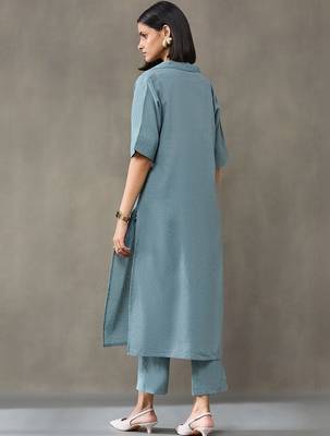 formal women embroidered regular thread work kurta with trousers 2