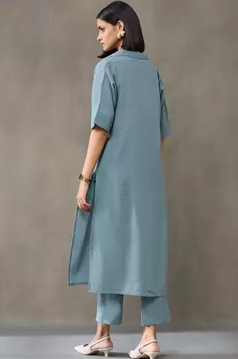 formal women embroidered regular thread work kurta with trousers
