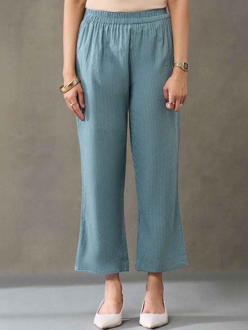formal women embroidered regular thread work kurta with trousers