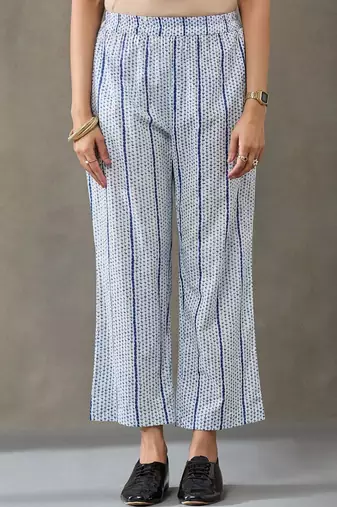 structured women floral printed regular cotton kurta with trousers