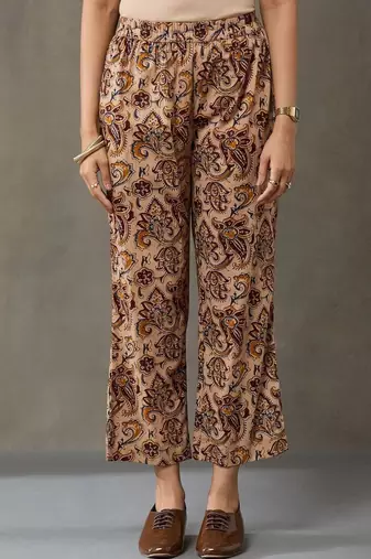 lightweight women floral printed regular cotton kurta with trousers
