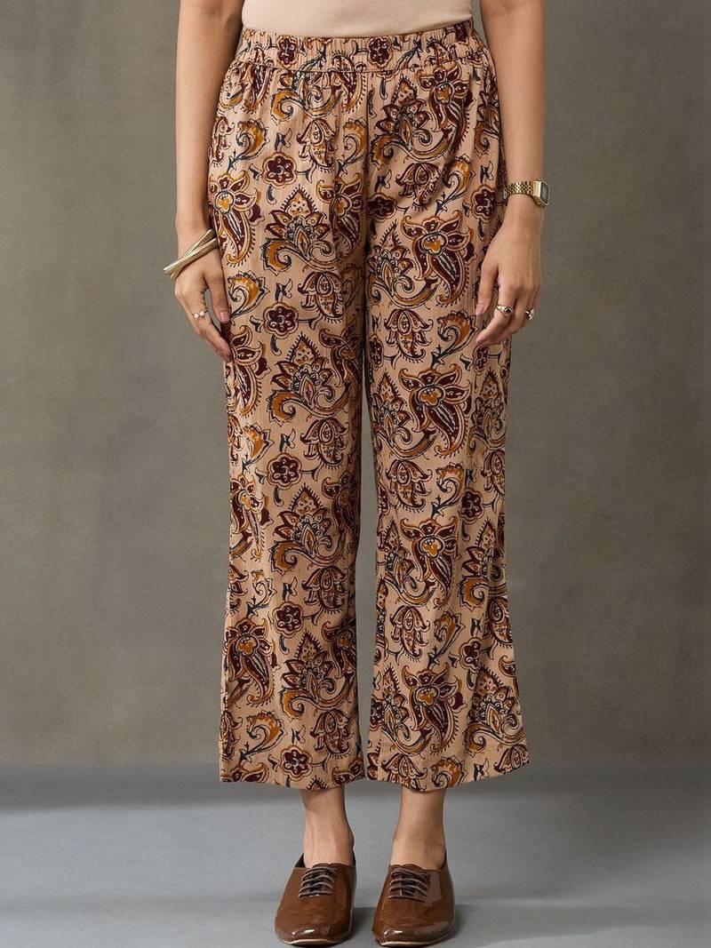 lightweight women floral printed regular cotton kurta with trousers