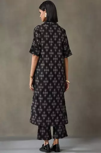 office women floral printed regular cotton kurta with trousers
