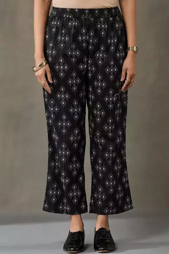 office women floral printed regular cotton kurta with trousers