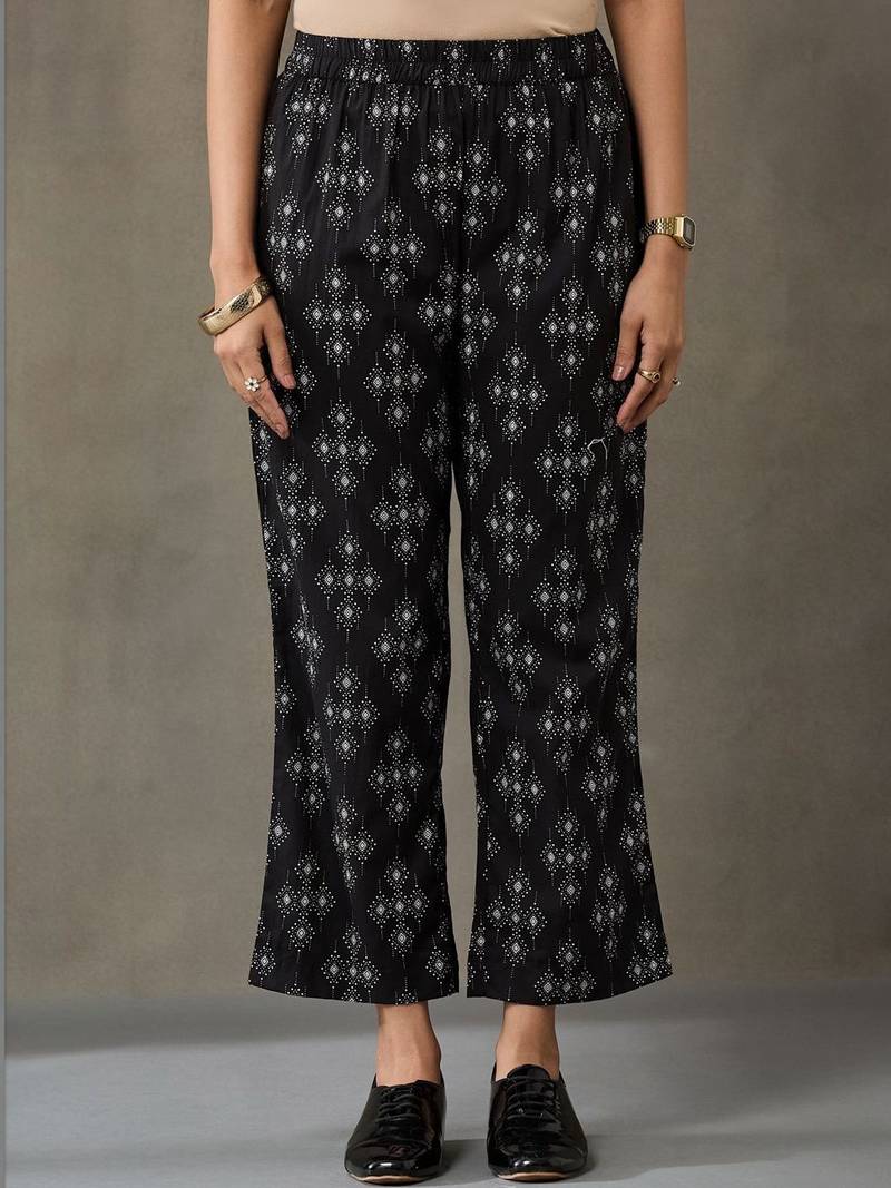 office women floral printed regular cotton kurta with trousers