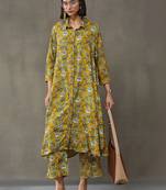 workwear women floral printed regular kurta with trousers